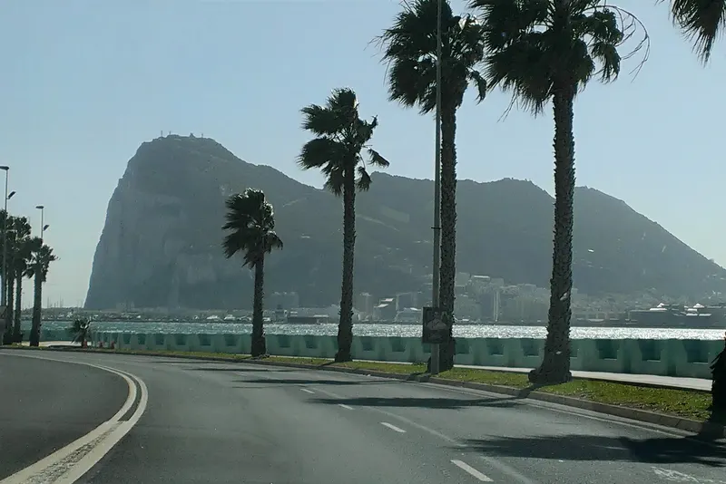 The Rock of Gibraltar seen from the road into Gibraltar