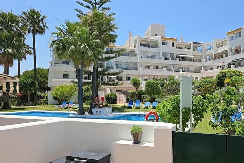 Short walk from the terrace to the pool